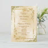 Invitation Fête d'anniversaire de l'or Vintage (Debout devant)