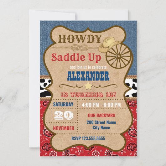 Invitation Fête d'anniversaire de l'Ouest (Devant)