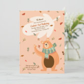 Invitation Fête d'anniversaire de l'ours d'automne (Debout devant)