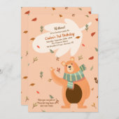 Invitation Fête d'anniversaire de l'ours d'automne (Devant / Derrière)