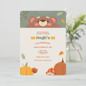 Invitation Fête d'anniversaire de l'ours d'automne (Debout devant)