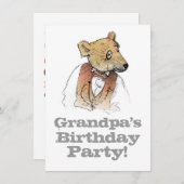 Invitation Fête d'anniversaire de l'ours de grand-papa (Devant / Derrière)