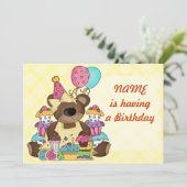 Invitation Fête d'anniversaire de l'Ours de Teddy (Debout devant)