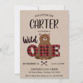 Invitation Fête d'anniversaire de l'Ours Plaid Wild ONE (Devant)