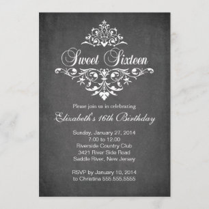Invitation Fête d'anniversaire de l'Sweet sixteen de Chalkboa