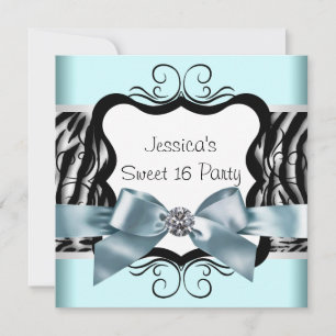 Invitation fête d'anniversaire de l'Sweet sixteen Turquoise B