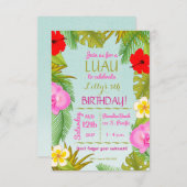 Invitation Fête d'anniversaire de Luau (Devant / Derrière)