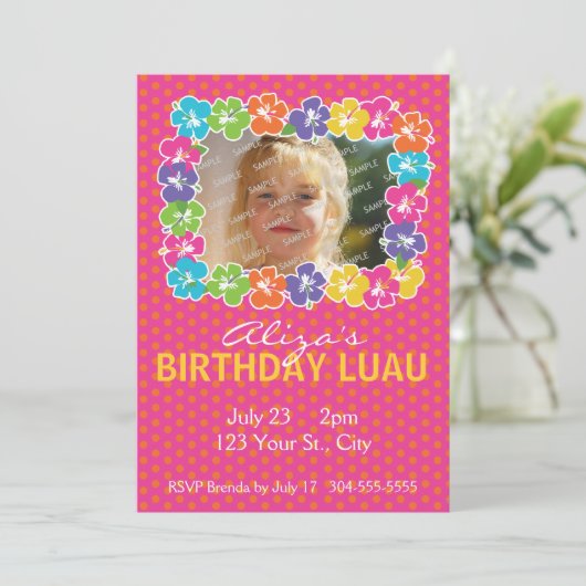 Invitation Fête d'anniversaire de Luau (Debout devant)