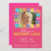 Invitation Fête d'anniversaire de Luau (Devant / Derrière)