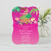 Invitation Fête d'anniversaire de Luau aux Hawaiiens roses (Debout devant)