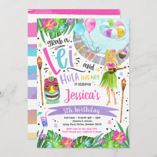 Invitation Fête d'anniversaire de Luau Hawaiian Pineappal Poo