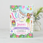 Invitation Fête d'anniversaire de Luau Hawaiian Pineappal Poo (Debout devant)