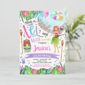 Invitation Fête d'anniversaire de Luau Hawaiian Pineappal Poo (Debout devant)