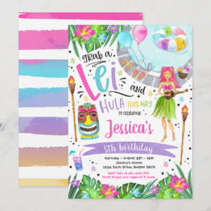 Invitation Fête d'anniversaire de Luau Hawaiian Pineappal Poo