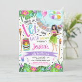 Invitation Fête d'anniversaire de Luau Hawaiian Pineappal Poo (Debout devant)