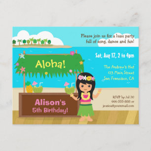 Invitation Fête d'anniversaire de Luau sur le thème hawaïen d
