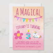 Invitation Fête d'anniversaire de l'Unicorne, 3 ans (Devant)