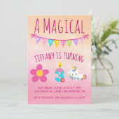 Invitation Fête d'anniversaire de l'Unicorne, 3 ans (Debout devant)