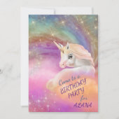 Invitation Fête d'anniversaire de l'Unicorne Sparkly Rainbow  (Devant)