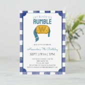 Invitation Fête d'anniversaire de lutte au Gingham Bleu (Debout devant)