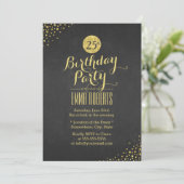 Invitation Fête d'anniversaire de luxe Black & Gold (Debout devant)