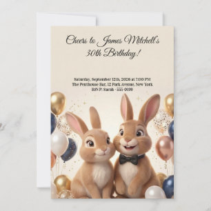 Invitation Fête d'anniversaire de luxe pour lapin