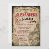 Invitation Fête d'anniversaire de Magicien Magique (Devant)