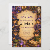 Invitation Fête d'anniversaire de magicien merveilleuse (Devant)