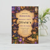 Invitation Fête d'anniversaire de magicien merveilleuse (Debout devant)
