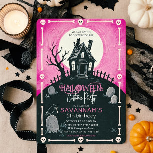 Invitation Fête d'anniversaire de maison hantée Halloween eff