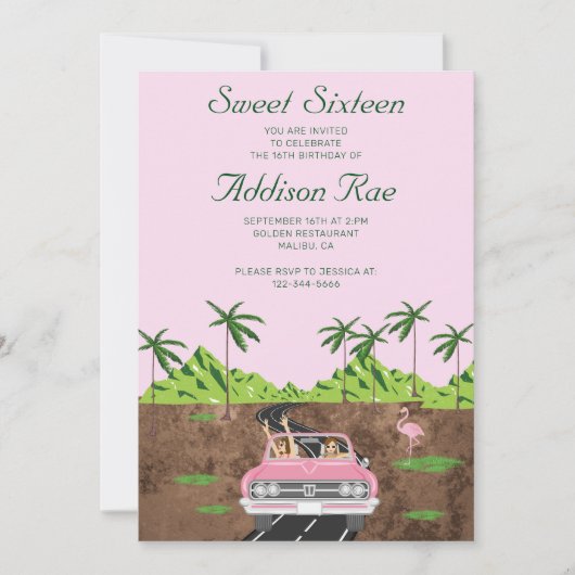 Invitation Fête d'anniversaire de Malibu Sweet sixteen (Devant)