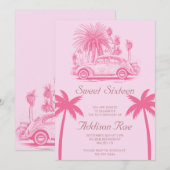 Invitation Fête d'anniversaire de Malibu Sweet sixteen (Devant / Derrière)