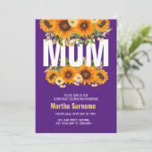 Invitation Fête d'anniversaire de maman Fleurs florales viole (Debout devant)
