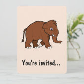 Invitation Fête d'anniversaire de mammouth laineux (Debout devant)