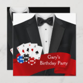 Invitation Fête d'anniversaire de Mans Poker (Devant / Derrière)