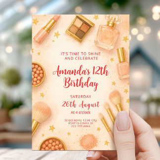 Invitation Fête d'anniversaire de Maquillage Élégant