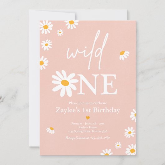 Invitation Fête d'anniversaire de marguerite Bohmian Wild Un  (Devant)