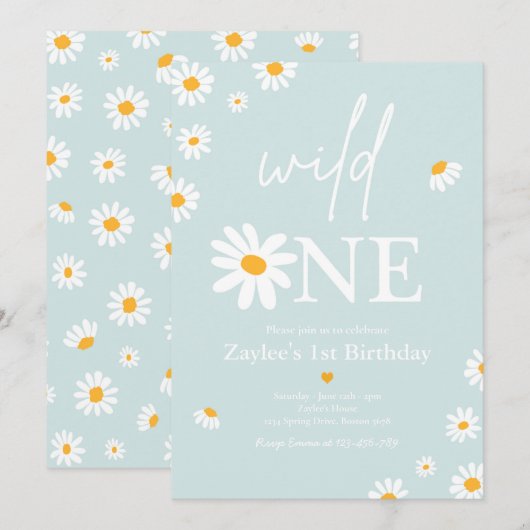 Invitation Fête d'anniversaire de marguerite Bohmian Wild Un (Devant / Derrière)