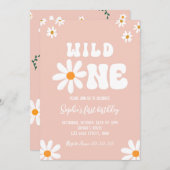 Invitation Fête d'anniversaire de marguerite Bohmian Wild Un (Devant / Derrière)