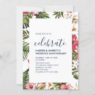 Invitation Fête d'anniversaire de mariage 50 ans Floral Moder