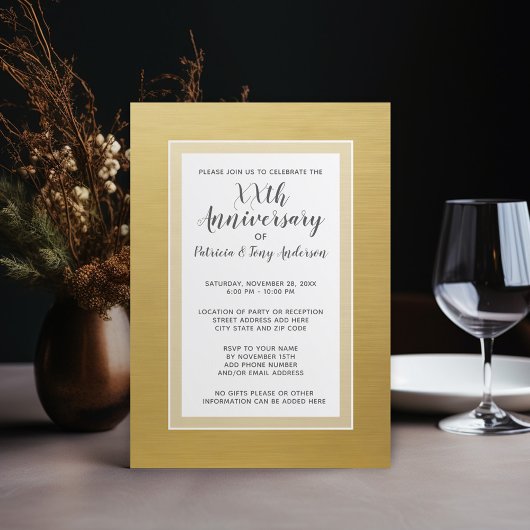 Invitation Fête d'anniversaire de mariage 50ème feuille dorée