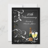 Invitation Fête d'anniversaire de mariage au Champagne noir e (Devant)
