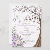 Invitation Fête d'anniversaire de mariage aux fleurs de lavan (Devant)