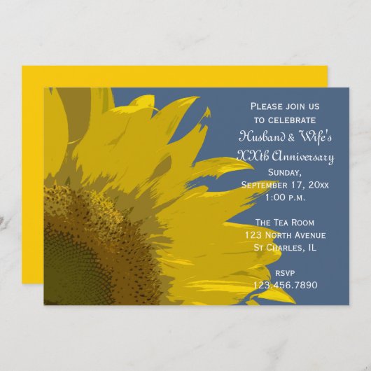 Invitation Fête d'anniversaire de mariage avec impression de  (Devant / Derrière)