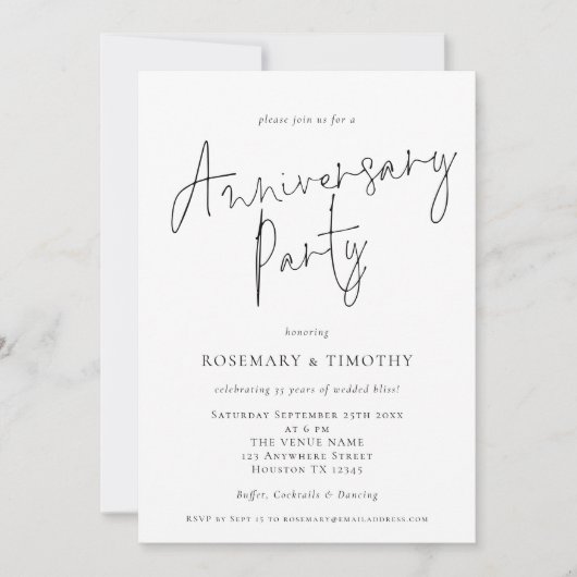 Invitation Fête d'anniversaire de mariage avec un script mini (Devant)