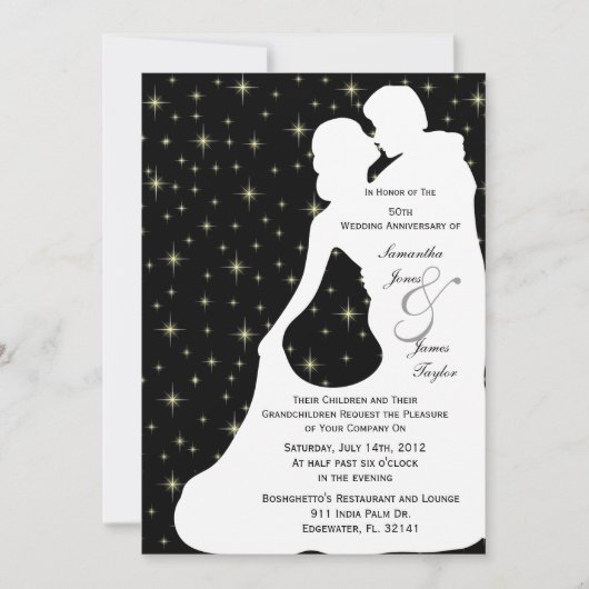 Invitation Fête d'anniversaire de mariage blanc silo de danse (Devant)