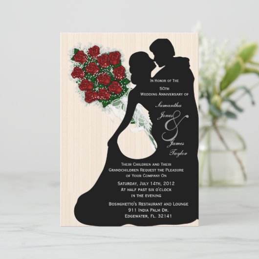 Invitation Fête d'anniversaire de mariage blanc Silo de danse (Debout devant)