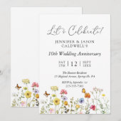 Invitation Fête d'anniversaire de mariage botanique aux fleur (Devant / Derrière)