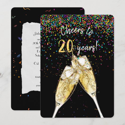 Invitation fête d'anniversaire de mariage de 20 ans (Devant / Derrière)