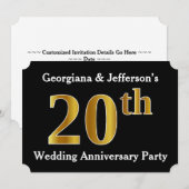 Invitation Fête d'anniversaire de mariage de 20 ans avec appa (Devant / Derrière)
